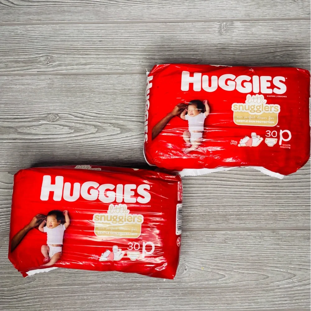 Huggies Little Snugglers Baby Diapers, Size Preemie, 30 Count 2 packs new